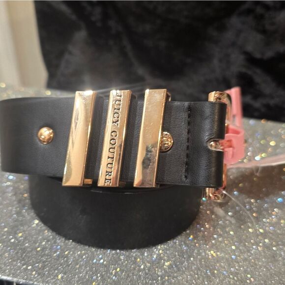 Juicy Couture Gold Logo Three Bar Belt- Black main image 8